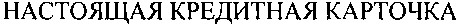 настоящая кредитная карточка