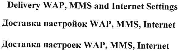 delivery wap mms and internet settings