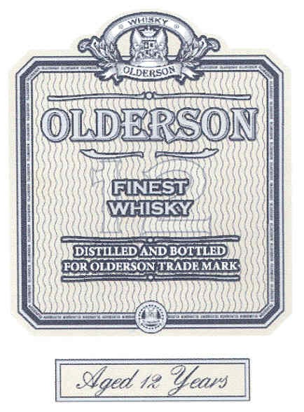 distilled and bottled for olderson trade mark