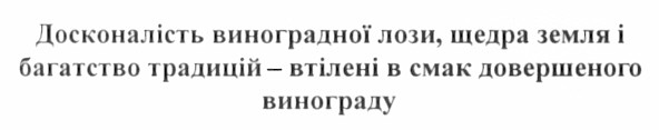 досконалість виноградної лози, щедра земля і багатство традицій - втілені в смак довершеного винограду