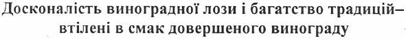 досконалість виноградної лози і багатство традицій - втілені в смак довершеного винограду