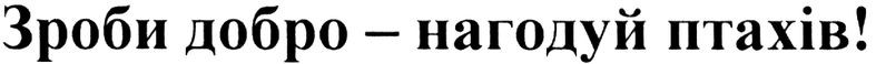 зроби добро-нагодуй птахів!