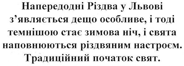напередодні різдва у львові з`являється дещо особливе, і тоді темнішою стає зимова ніч, і свята наповнюються різдвяним настроєм. традиційний початок свят.