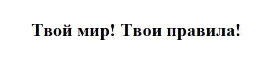 твой мир! твои правила!