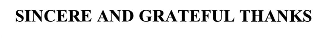sincere and grateful thanks