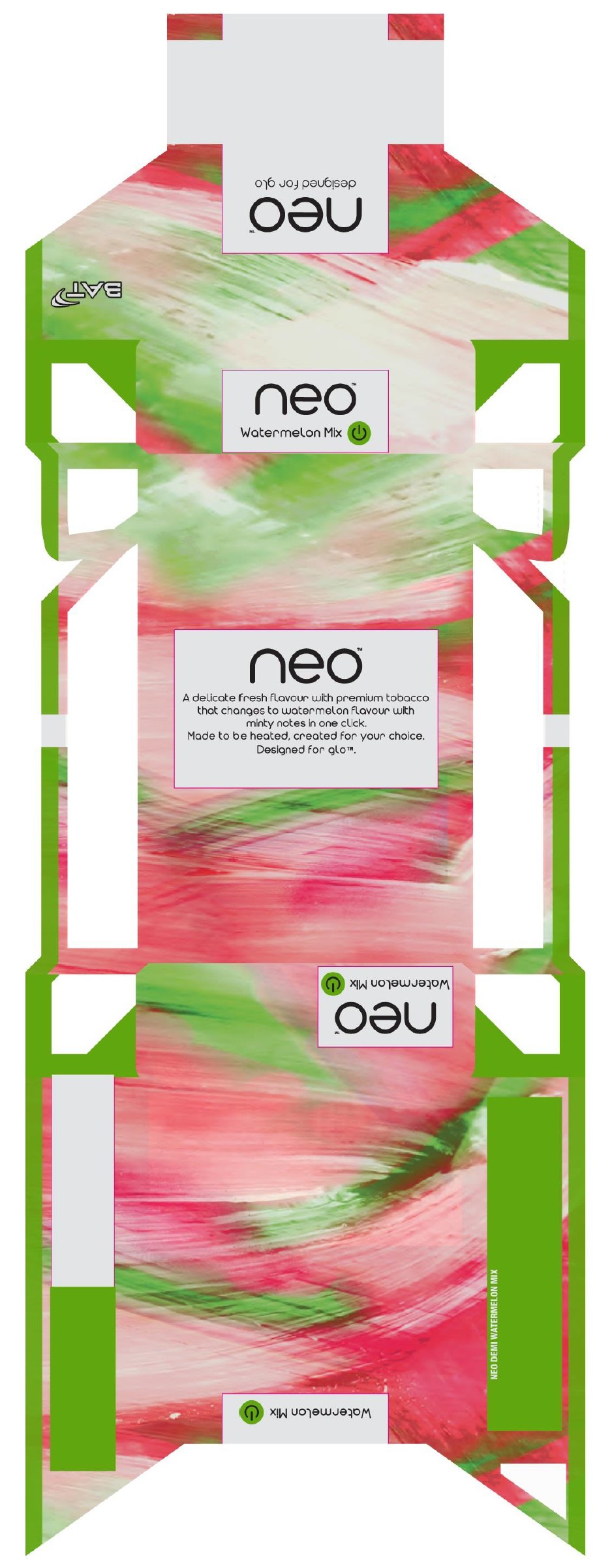 a delikate fresh flavoor with premium tobacco that changes to watermelon flavour with minty notes in one click