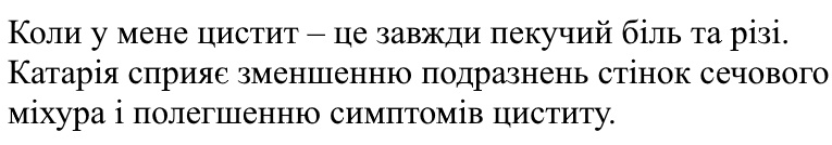 катарія сприяє зменшенню подразнень стінок сечового міхура і полегшенню симптомів циститу