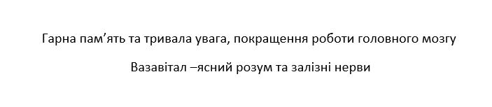 гарна пам'ять та тривала увага, покращення роботи головного мозгу. вазавітал-ясний розум та залізні нерви.