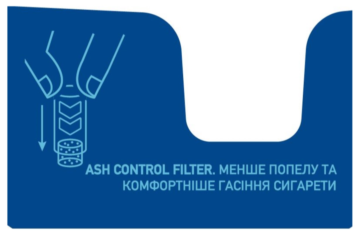 ash control filter. менше попелу та комфортніше гасіння сигарети.