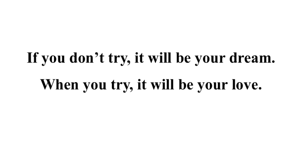 if you don`t try, it will be your dream