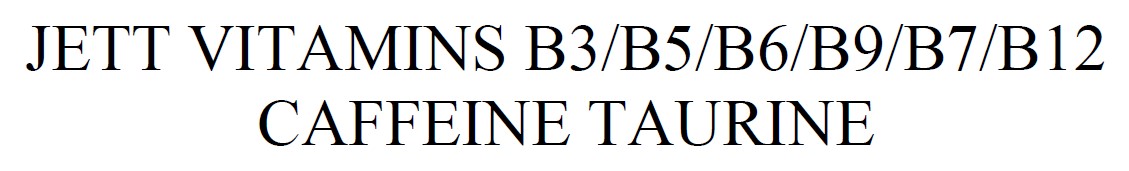jett vitamins b3/b5/b6/b9/b7/b12 caffeine taurine