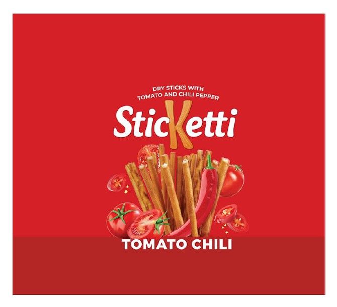 dry sticks with tomato and chili pepper