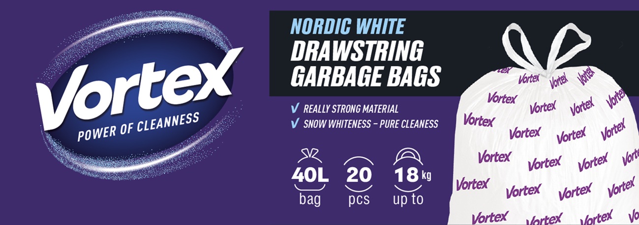 nordic white drawstring garbage bags