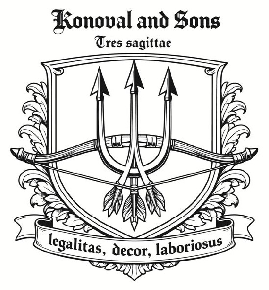 konoval and sons tres sagittae legalitas, decor, laboriosus