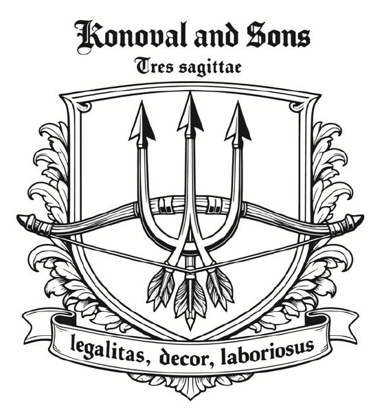 konoval and sons tres sagittae legalitas, decor, laboriosus
