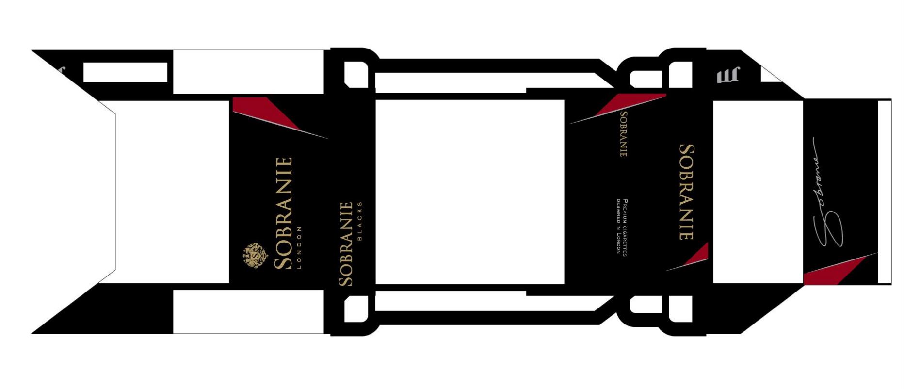 Зображення марки «jti · premium cigarettes designed london · black · airstream filters · sobranie london»