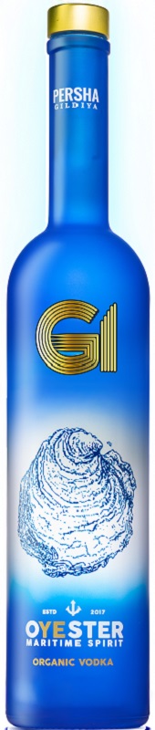Зображення марки «organic vodka · maritime spirit · oyester · estd 2017 · g1 · persha gildiya»