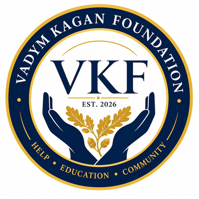 Зображення марки «community · education · help · est. 2026 · vkf · vadym kagan foundation»