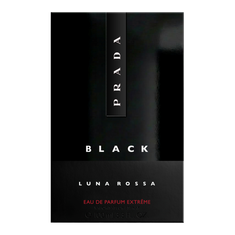 Зображення марки «ml · 100 · e 100ml 3.3 fl. oz. · vaporisateur/spray · eau de parfum extreme · luna rossa · prada black»